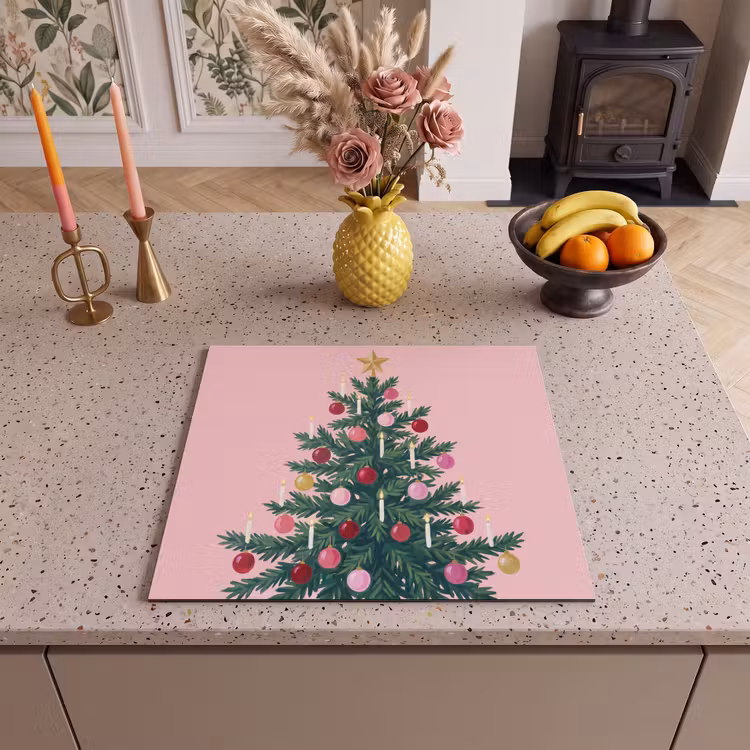 Herdabdeckplatte - Weihnachtsbaum – Weihnachten – Rosa — 2