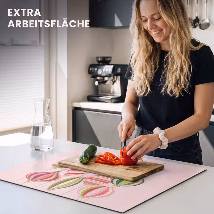 Herdabdeckplatte - Weihnachtsdekoration – Gestreift – Rosa — 4