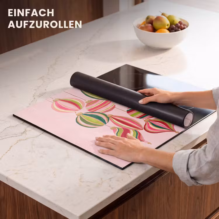 Herdabdeckplatte - Weihnachtsdekoration – Gestreift – Rosa — 7