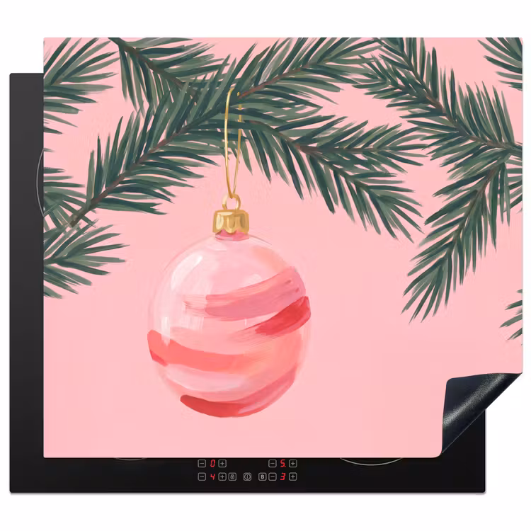 Herdabdeckplatte - Weihnachtskugel – Rosa – Weihnachten — 1