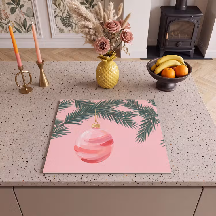 Herdabdeckplatte - Weihnachtskugel – Rosa – Weihnachten — 2