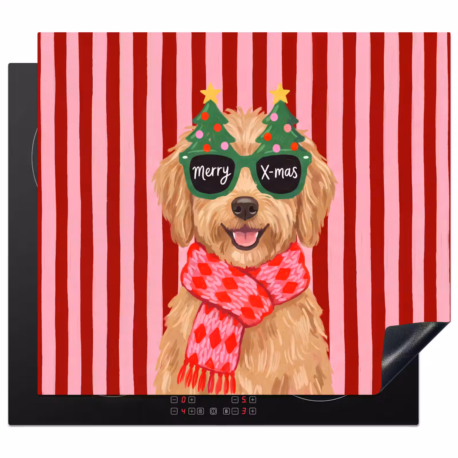 Herdabdeckplatte - Hund – Weihnachten – Rot — 1