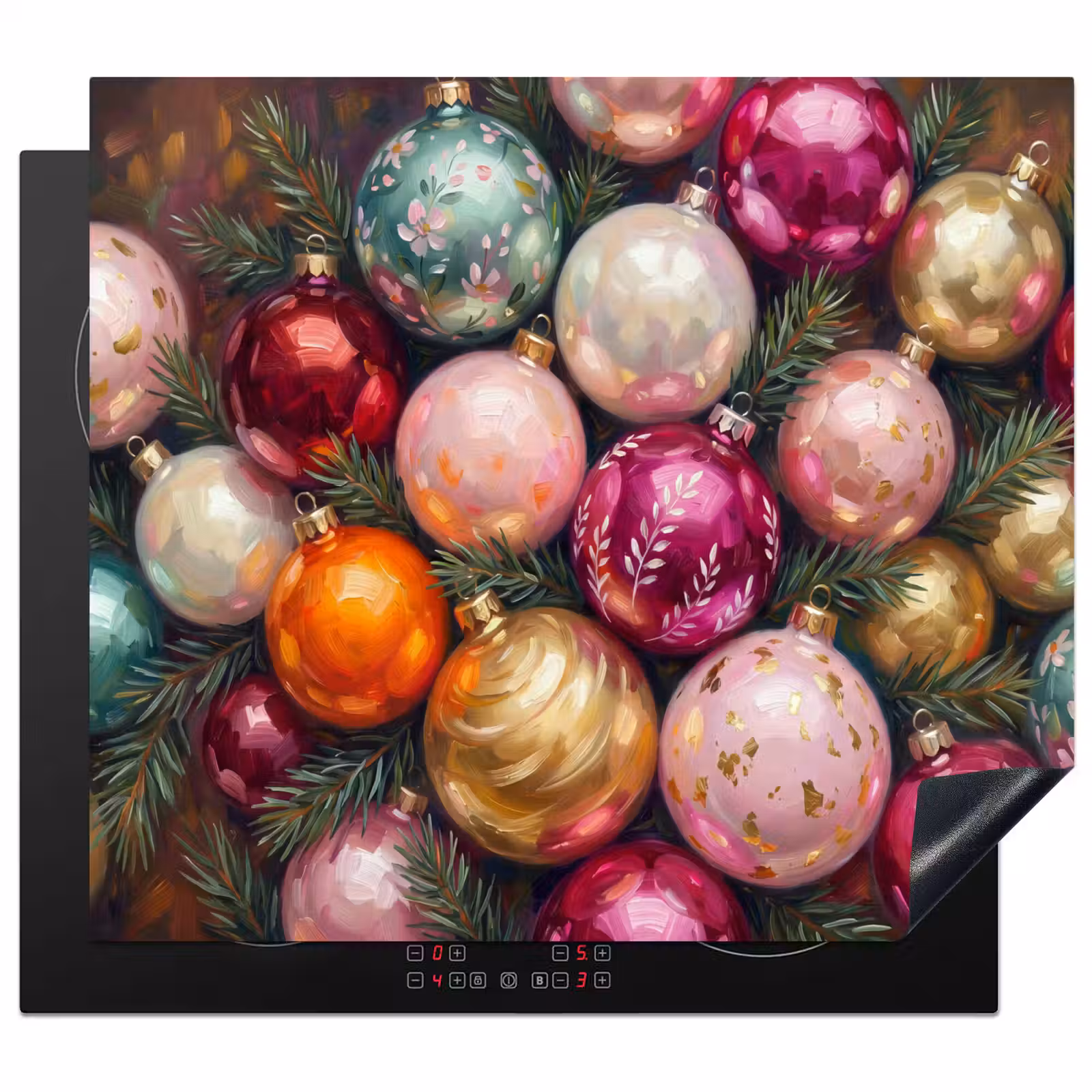 Herdabdeckplatte - Weihnachtskugeln – Bunt – Festlich — 1