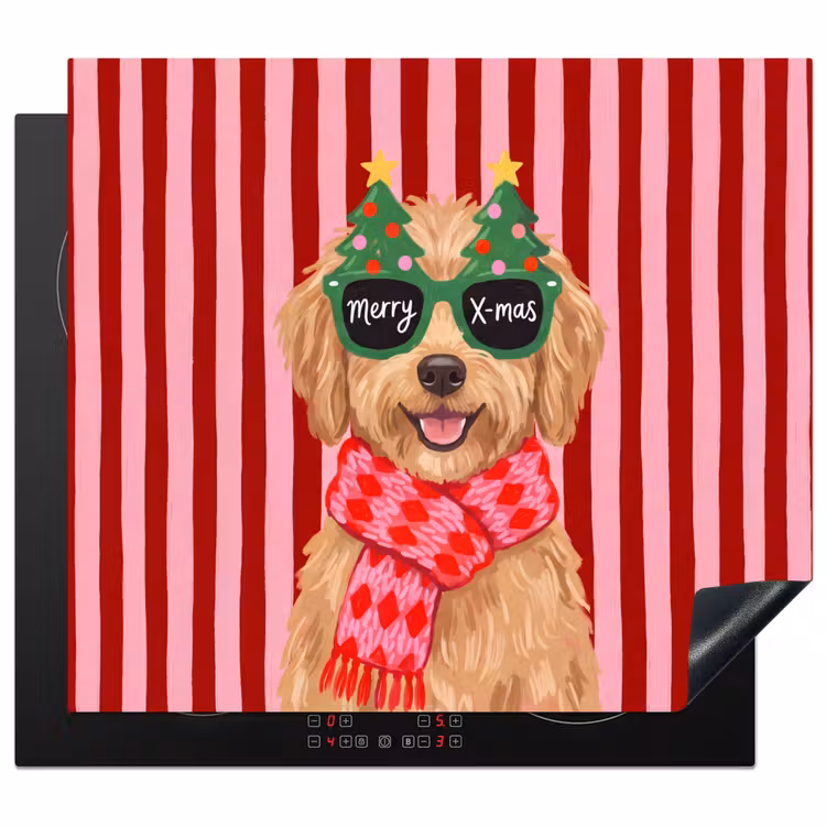 Herdabdeckplatte - Hund – Weihnachten – Rot — 1