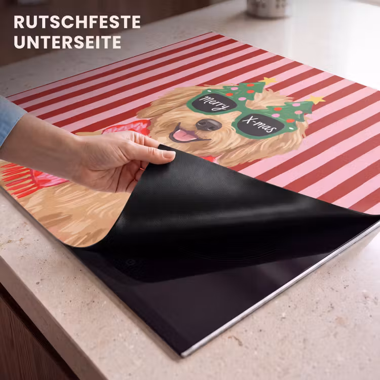 Herdabdeckplatte - Hund – Weihnachten – Rot — 9