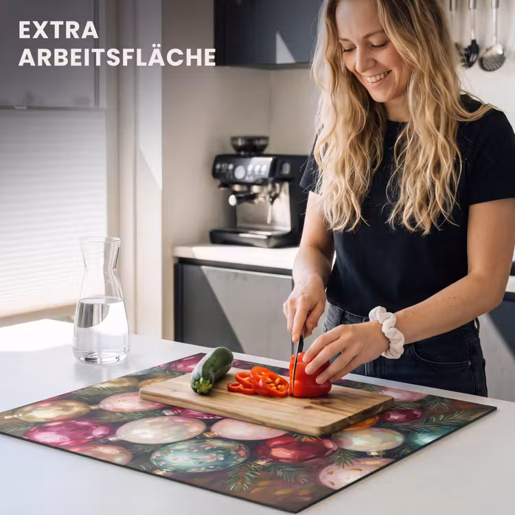 Herdabdeckplatte - Weihnachtskugeln – Bunt – Festlich — 4