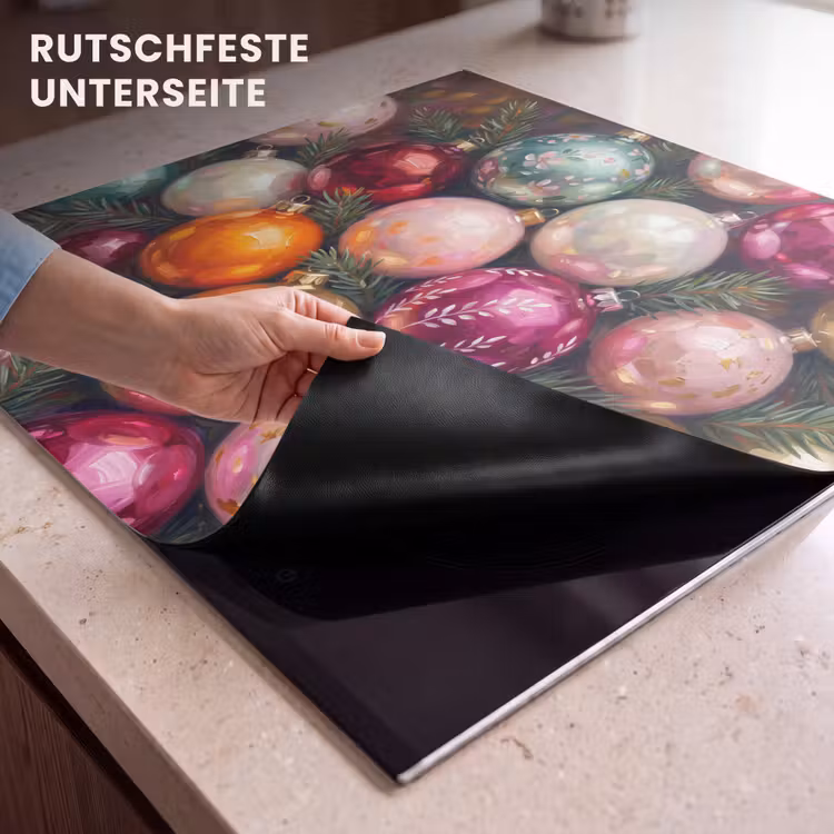 Herdabdeckplatte - Weihnachtskugeln – Bunt – Festlich — 9