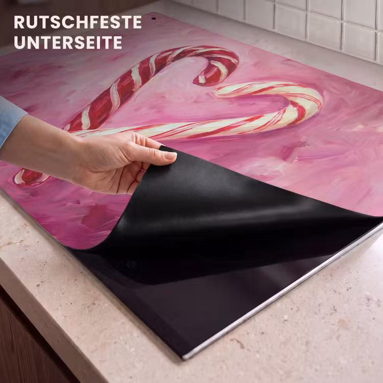 2-in-1 Herdabdeckplatte & Spritzschutz - Süßigkeiten – Herz – Rosa — 4
