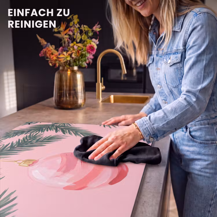 2-in-1 Herdabdeckplatte & Spritzschutz - Weihnachtskugel – Rosa – Weihnachten — 5