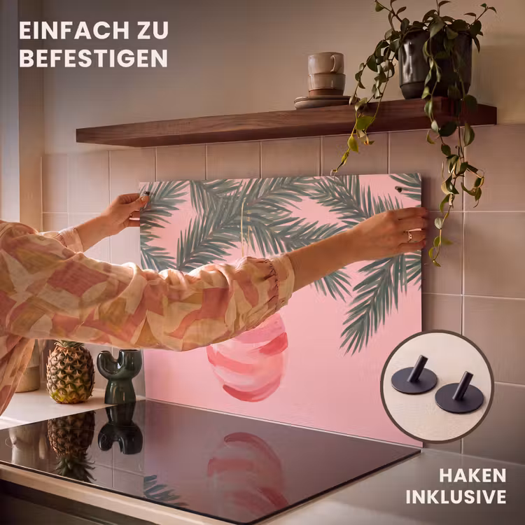 2-in-1 Herdabdeckplatte & Spritzschutz - Weihnachtskugel – Rosa – Weihnachten — 7
