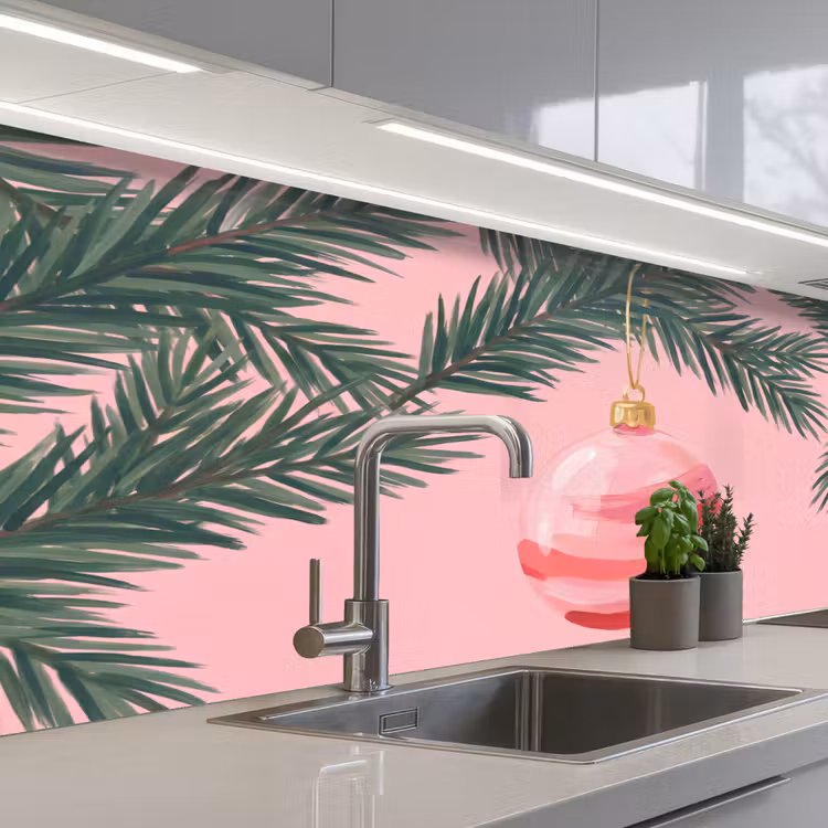 Küchenrückwand - Weihnachtskugel – Rosa – Weihnachten — 2