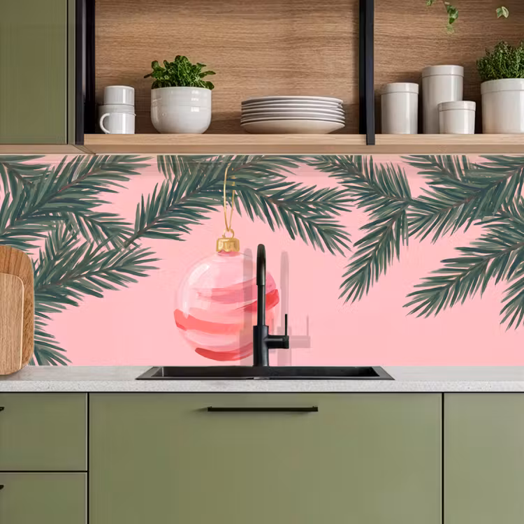 Küchenrückwand - Weihnachtskugel – Rosa – Weihnachten — 8