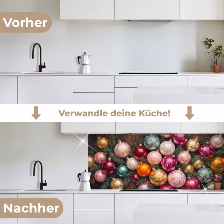 Küchenrückwand - Weihnachtskugeln – Bunt – Festlich — 3