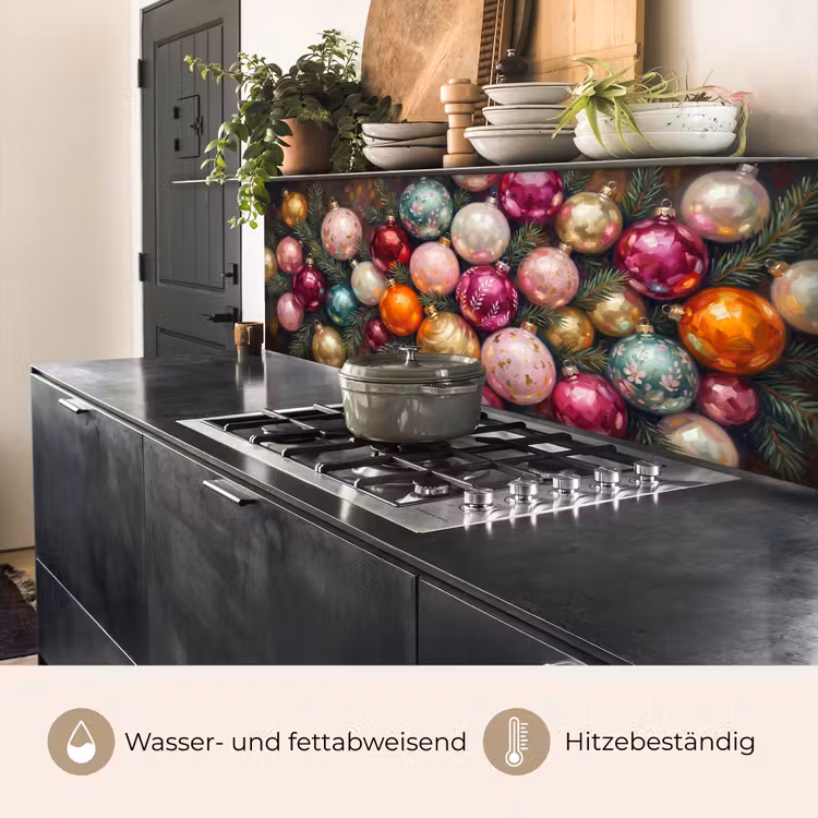 Küchenrückwand - Weihnachtskugeln – Bunt – Festlich — 5
