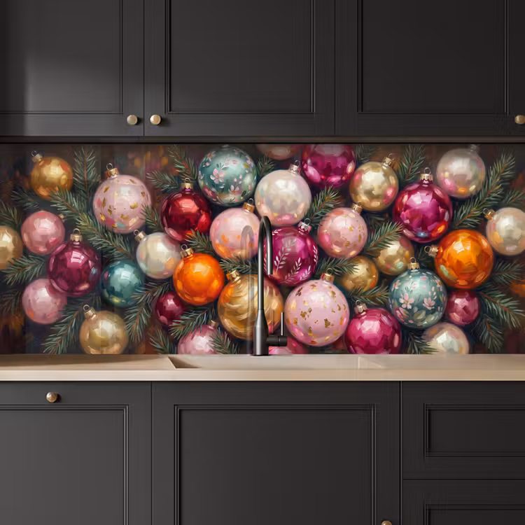 Küchenrückwand - Weihnachtskugeln – Bunt – Festlich — 6