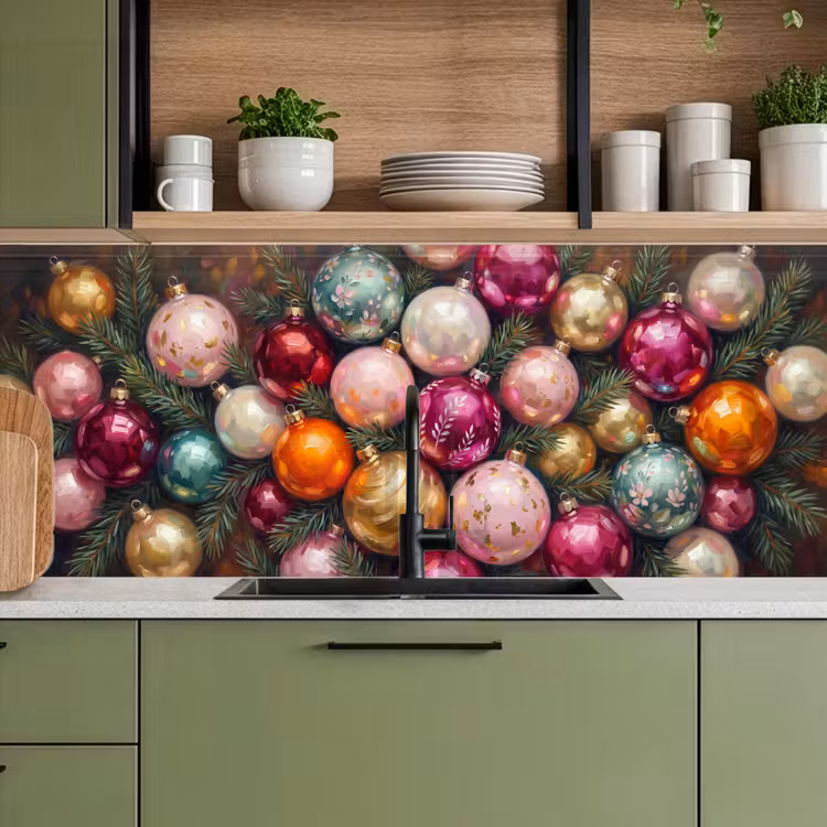 Küchenrückwand - Weihnachtskugeln – Bunt – Festlich — 8