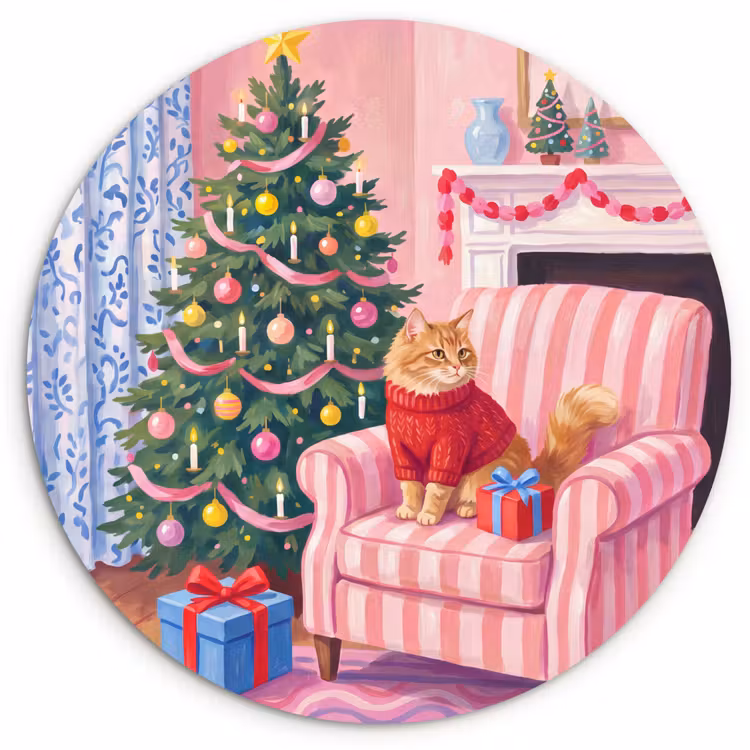 Forexbild Rund - Katze – Weihnachten – Inneneinrichtung — 1