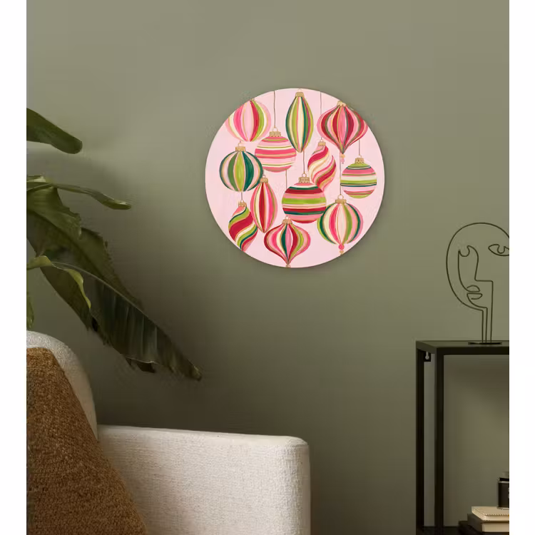 Forexbild Rund - Weihnachtsdekoration – Gestreift – Rosa — 3