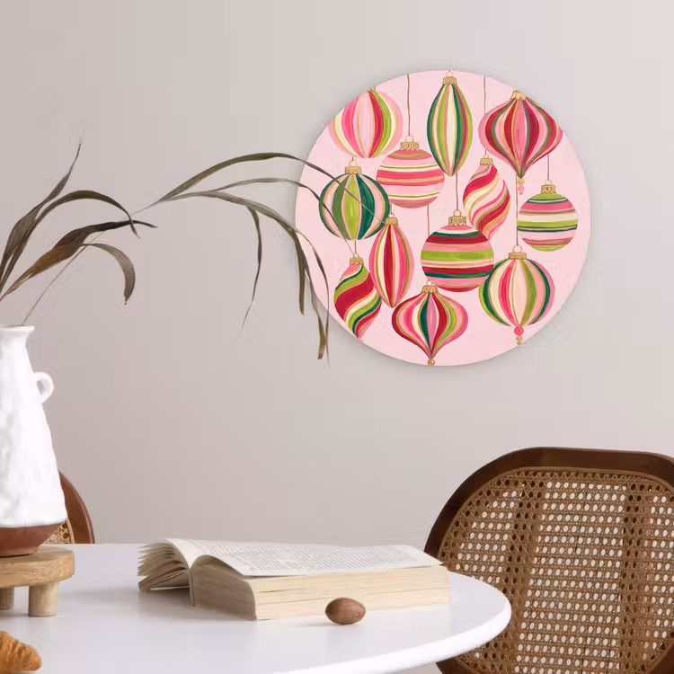 Forexbild Rund - Weihnachtsdekoration – Gestreift – Rosa — 4