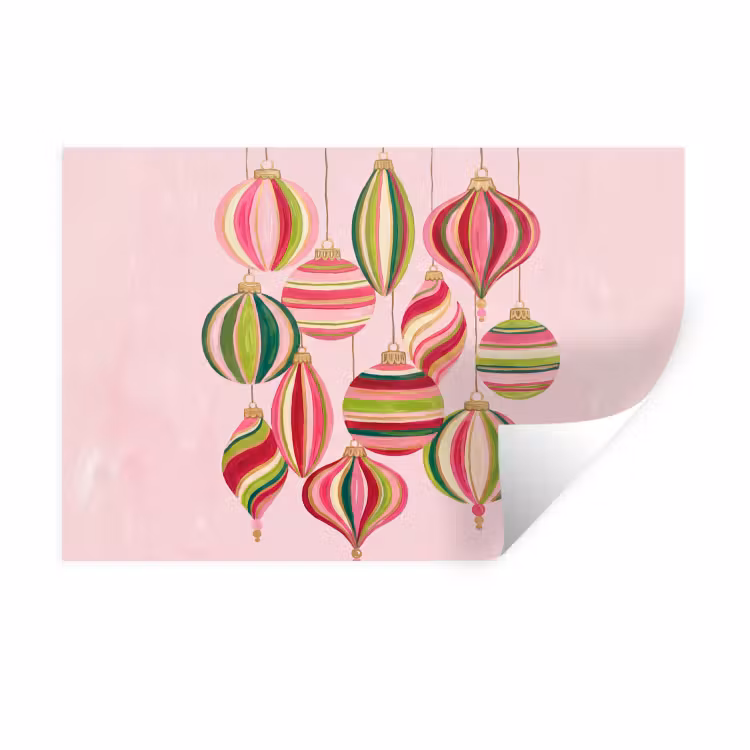 Wandtattoo – Weihnachtsdekoration – Gestreift – Rosa — 1