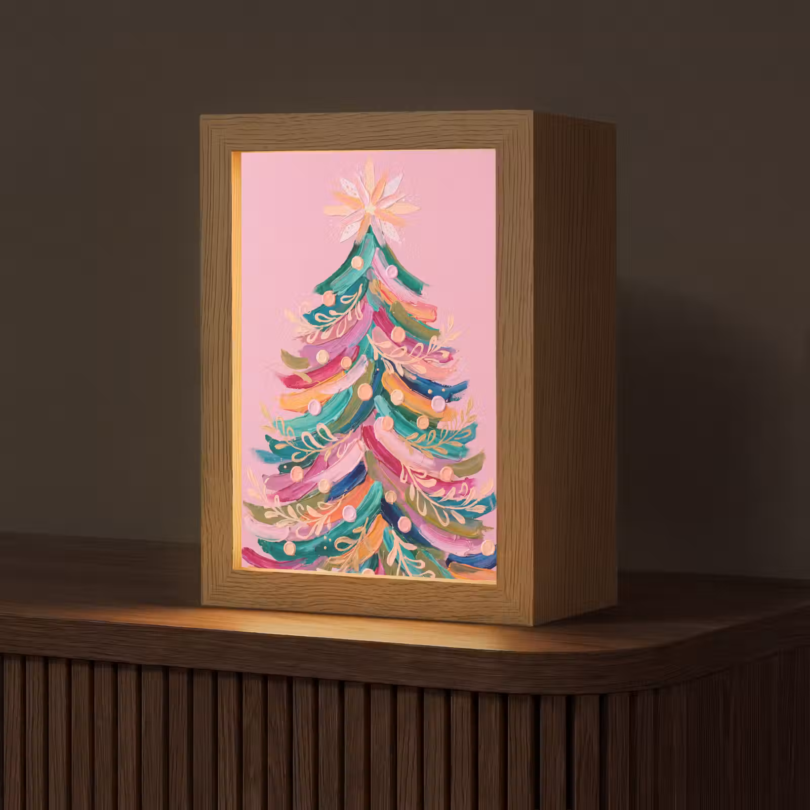 Personalisierte Lightbox - Weihnachtsbaum – Abstrakt – Bunt — 1