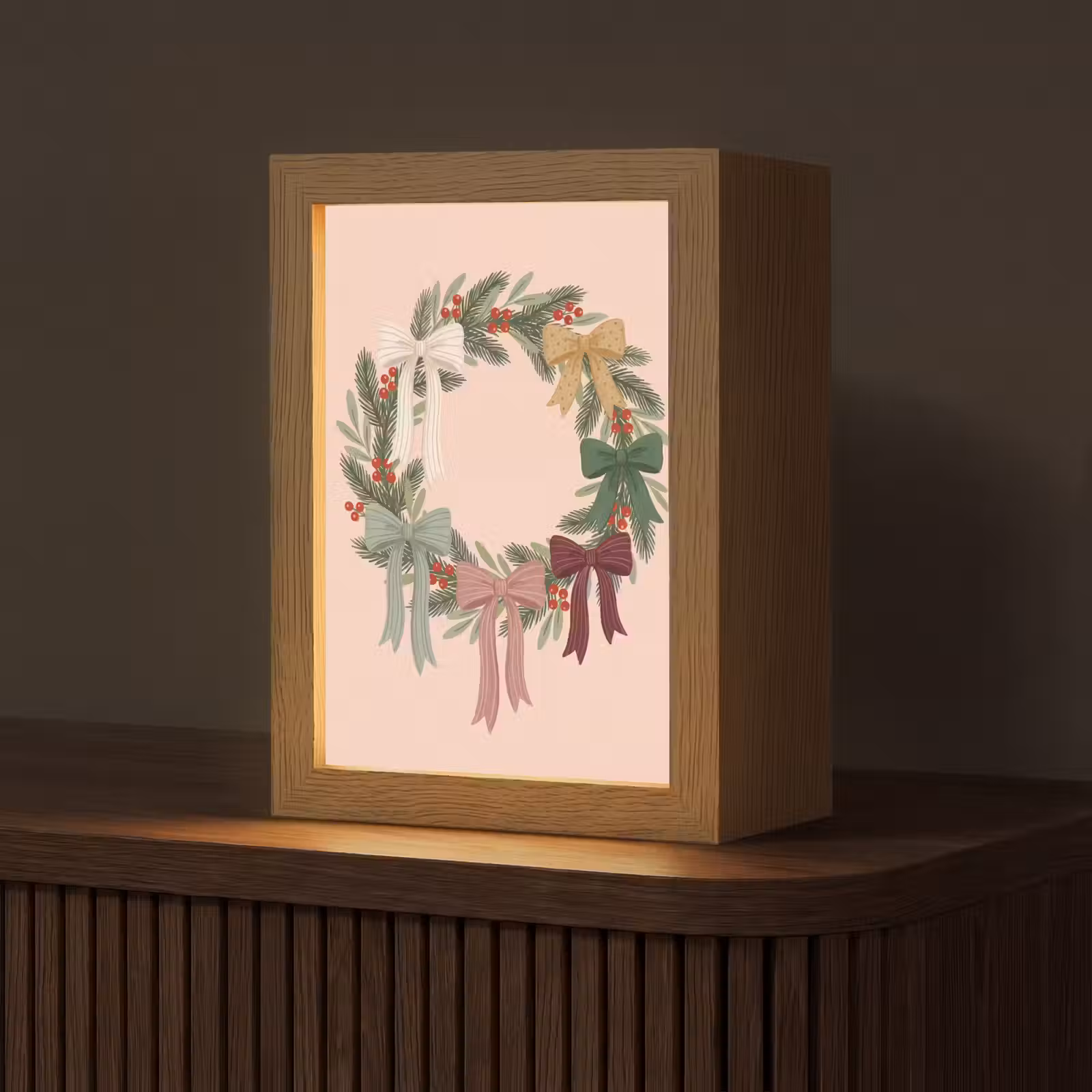 Personalisierte Lightbox - Weihnachtskranz – Schleifen – Weihnachten — 1
