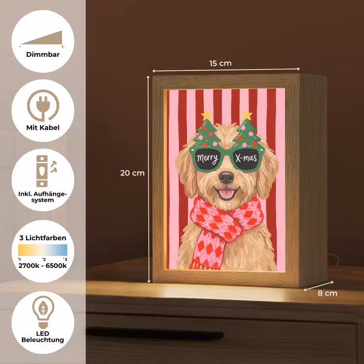 Personalisierte Lightbox - Hund – Weihnachten – Rot — 6