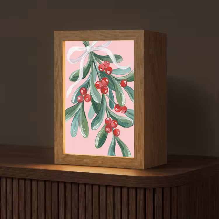 Personalisierte Lightbox - Pflanze – Weihnachten – Rosa — 1