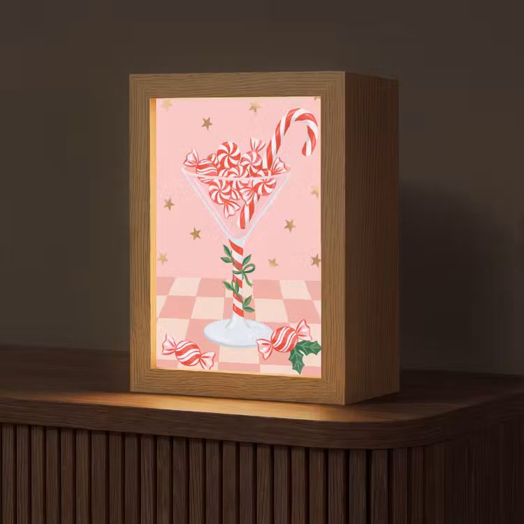 Personalisierte Lightbox - Süßigkeiten – Glas – Rosa — 1
