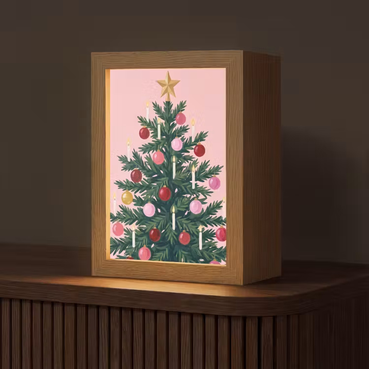 Personalisierte Lightbox - Weihnachtsbaum – Weihnachten – Rosa — 1