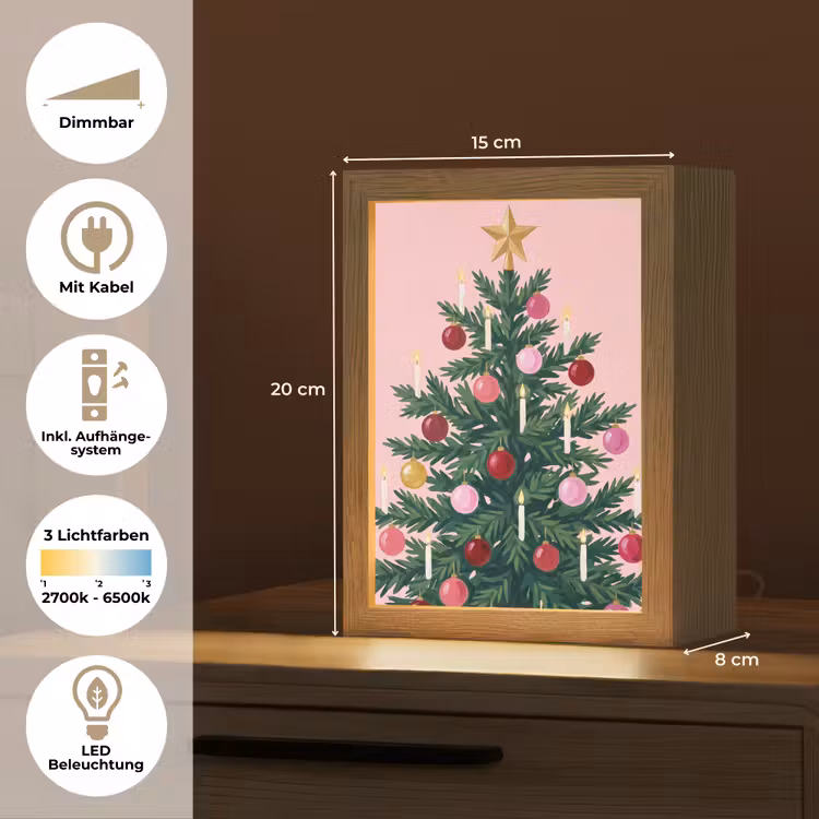 Personalisierte Lightbox - Weihnachtsbaum – Weihnachten – Rosa — 6