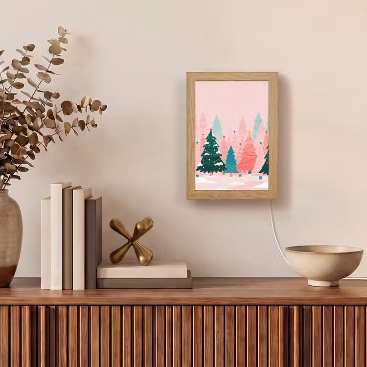 Personalisierte Lightbox - Weihnachtsbäume – Illustration – Rosa — 4