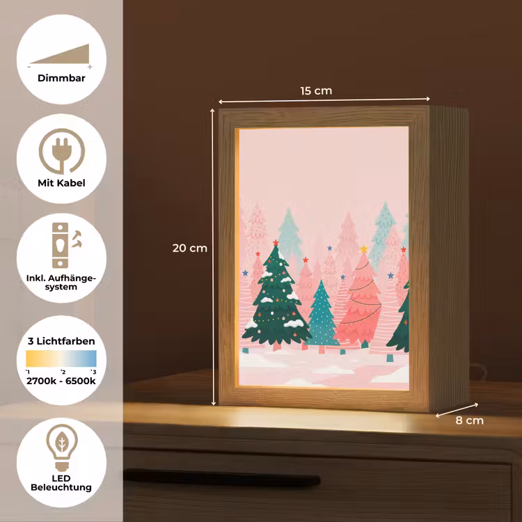 Personalisierte Lightbox - Weihnachtsbäume – Illustration – Rosa — 6