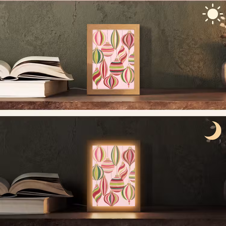 Personalisierte Lightbox - Weihnachtsdekoration – Gestreift – Rosa — 5