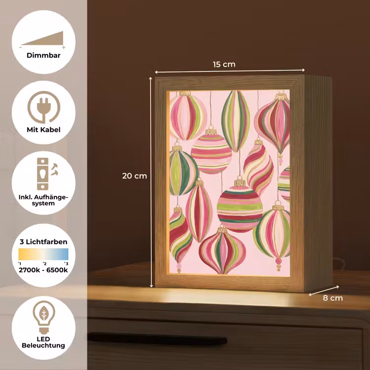 Personalisierte Lightbox - Weihnachtsdekoration – Gestreift – Rosa — 6