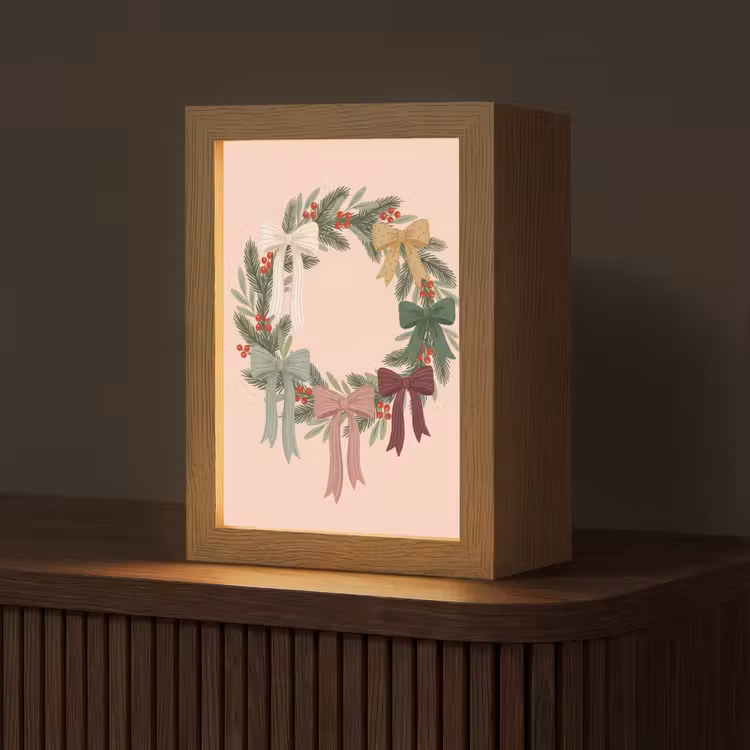 Personalisierte Lightbox - Weihnachtskranz – Schleifen – Weihnachten — 1