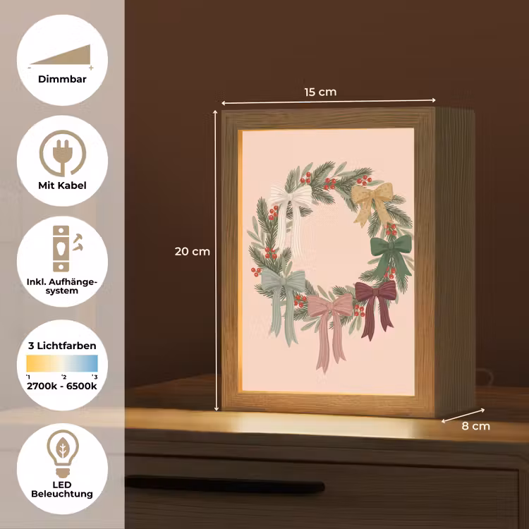 Personalisierte Lightbox - Weihnachtskranz – Schleifen – Weihnachten — 6
