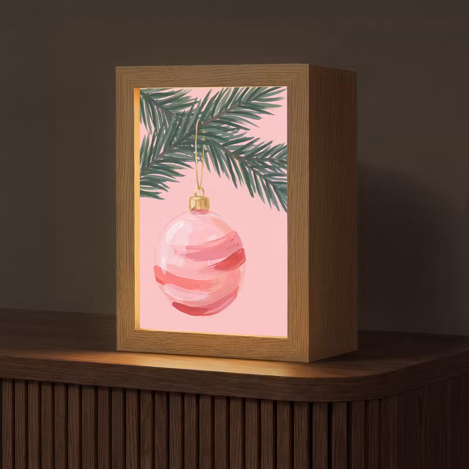 Personalisierte Lightbox - Weihnachtskugel – Rosa – Weihnachten — 1