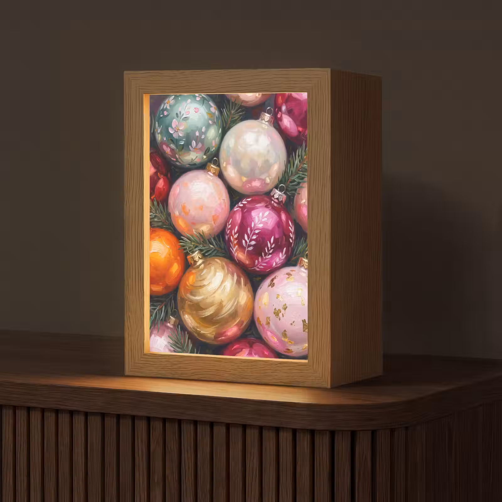 Personalisierte Lightbox - Weihnachtskugeln – Bunt – Festlich — 1