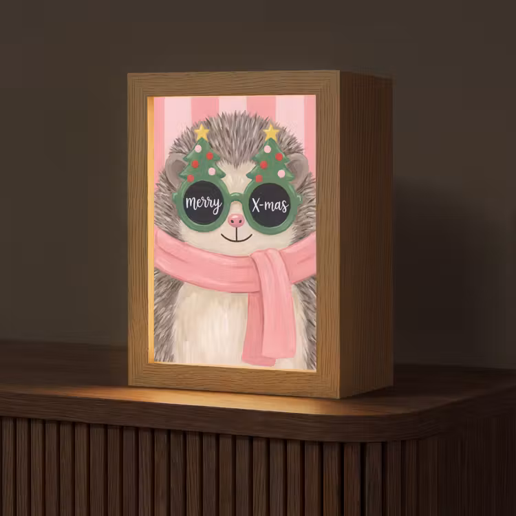 Personalisierte Lightbox - Igel – Weihnachten – Illustration — 1