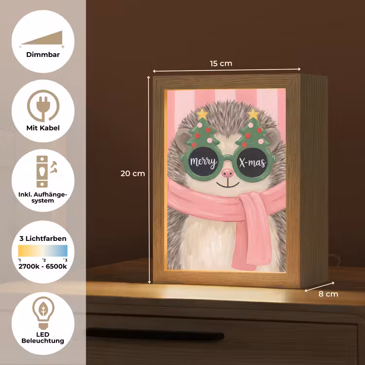 Personalisierte Lightbox - Igel – Weihnachten – Illustration — 6