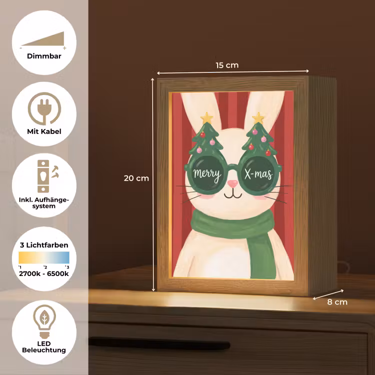 Personalisierte Lightbox - Kaninchen – Weihnachten – Tiere — 6