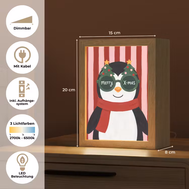 Personalisierte Lightbox - Pinguin – Weihnachten – Illustration — 6