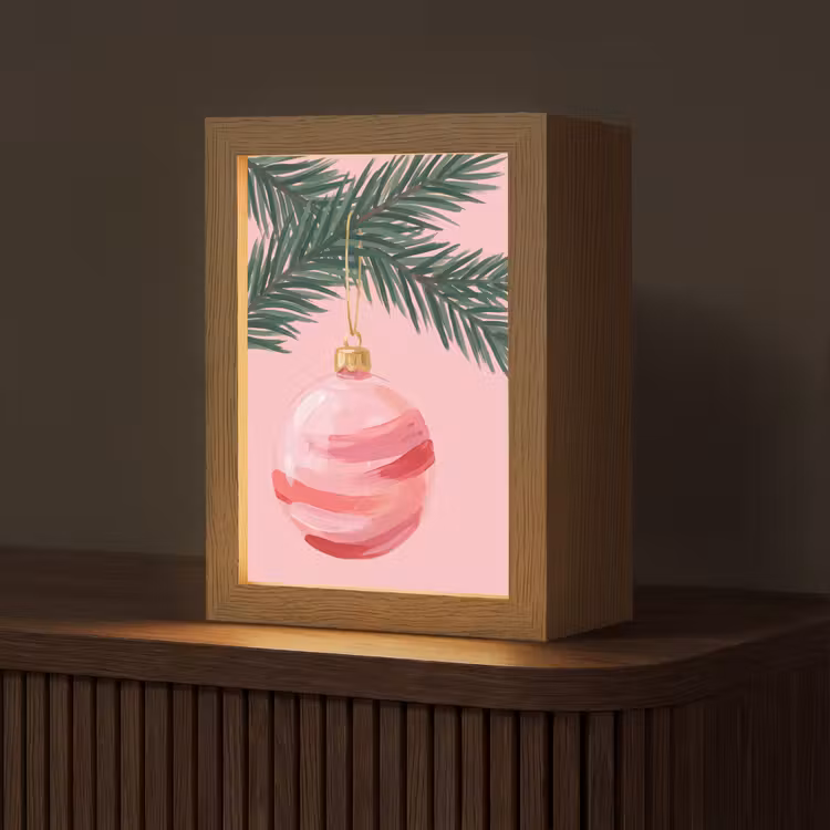 Personalisierte Lightbox - Weihnachtskugel – Rosa – Weihnachten — 1