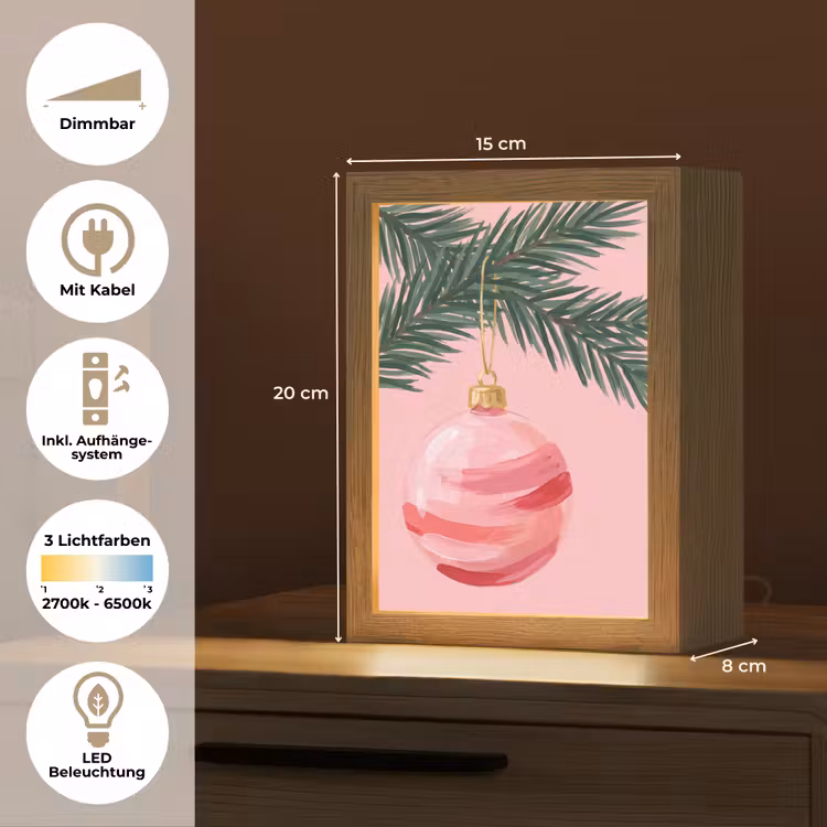 Personalisierte Lightbox - Weihnachtskugel – Rosa – Weihnachten — 6