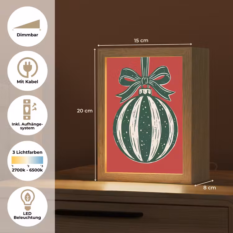 Personalisierte Lightbox - Weihnachtskugel – Weihnachten – Rot — 6