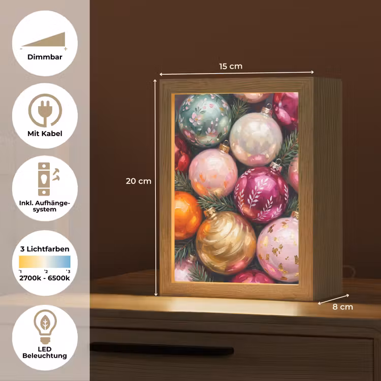 Personalisierte Lightbox - Weihnachtskugeln – Bunt – Festlich — 6