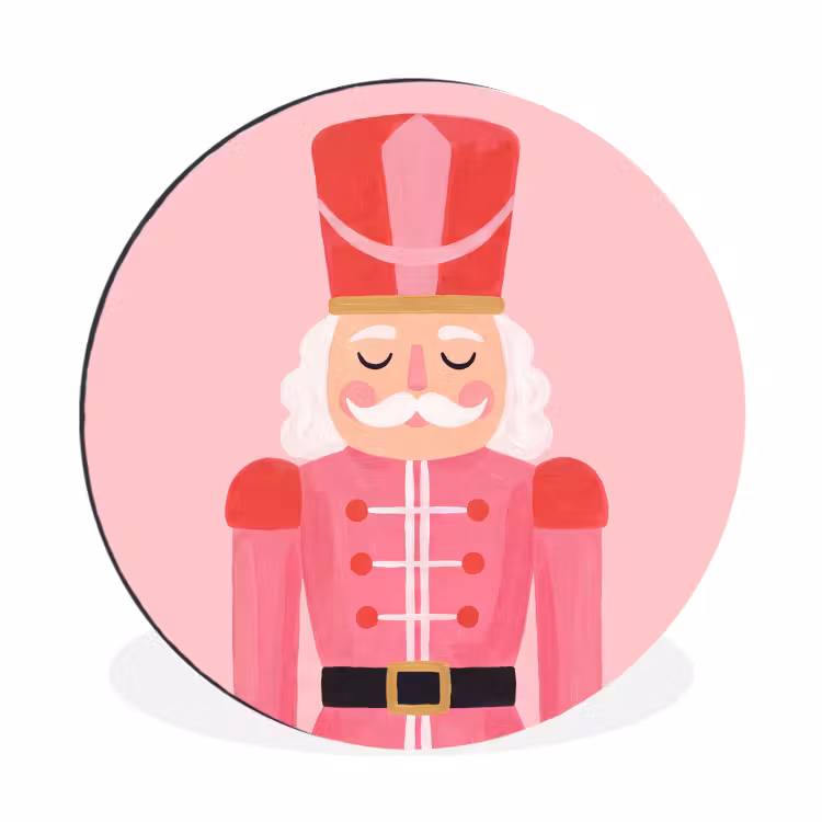 Alu-Dibond-Bild Rund - Nussknacker – rosa Illustration — 1