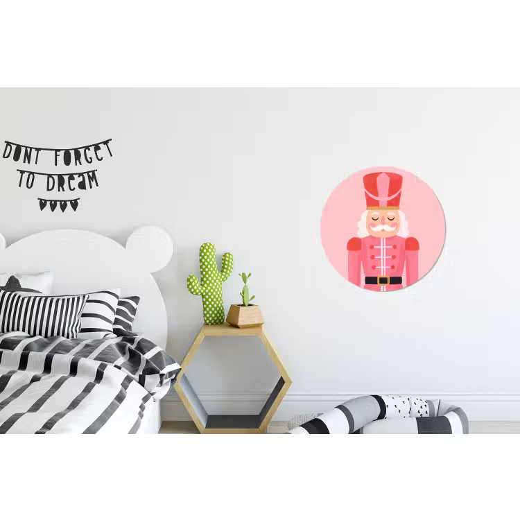 Alu-Dibond-Bild Rund - Nussknacker – rosa Illustration — 4