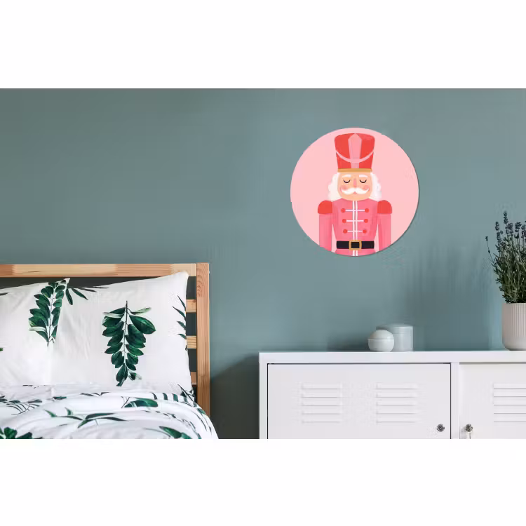 Alu-Dibond-Bild Rund - Nussknacker – rosa Illustration — 5